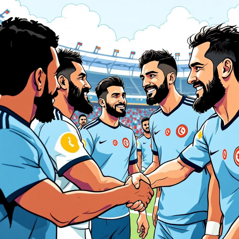 Two teams shaking hands after a match